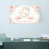 Blush Gold Floral Fox Woodland Baby shower Welkom Spandoek (Beurs)