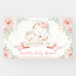 Blush Gold Floral Fox Woodland Baby shower Welkom Spandoek