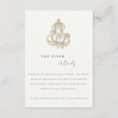 Blush Gold Floral Ganesh Indian Wedding Details Informatiekaartje (Voorkant)