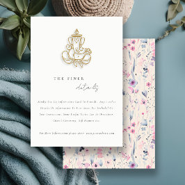 Blush Gold Floral Ganesh Indian Wedding Details Informatiekaartje