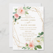 Blush Gold Floral Geometric Engagement Party Kaart (Voorkant)