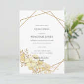 Blush Gold Floral Geometric Quinceanera Kaart (Staand voorkant)