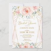  Blush Gold Floral Geometric Vrijgezellenfeest Kaart (Voorkant)