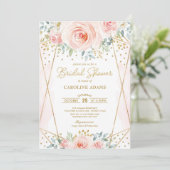  Blush Gold Floral Geometric Vrijgezellenfeest Kaart (Staand voorkant)