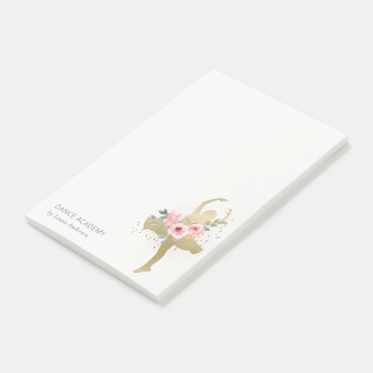 Blush Gold Floral Girl Dancer Academy Logo Post-it® Notes (Schuin)