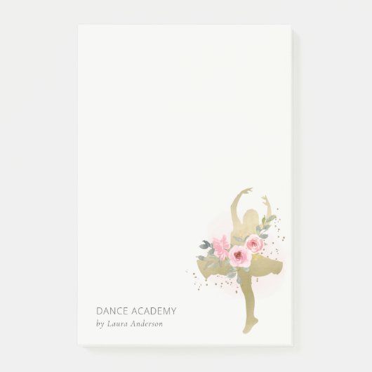 Blush Gold Floral Girl Dancer Academy Logo Post-it® Notes (Voorkant)