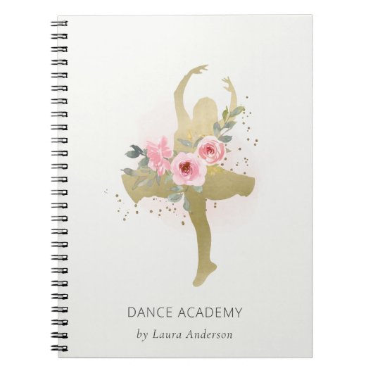 Blush Gold Floral Girl Dancer Dance Academy Notitieboek (Voorkant)