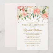 Blush Gold Floral Glitter Vrijgezellenfeest Kaart (Voorkant / Achterkant)