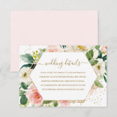 Blush Gold Floral Gold Wedding Details RSVP Kaartje (Voorkant / Achterkant)