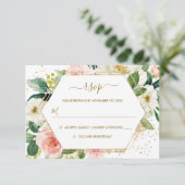 Blush Gold Floral Gold Wedding RSVP (Staand voorkant)