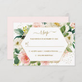 Blush Gold Floral Gold Wedding RSVP (Voorkant / Achterkant)