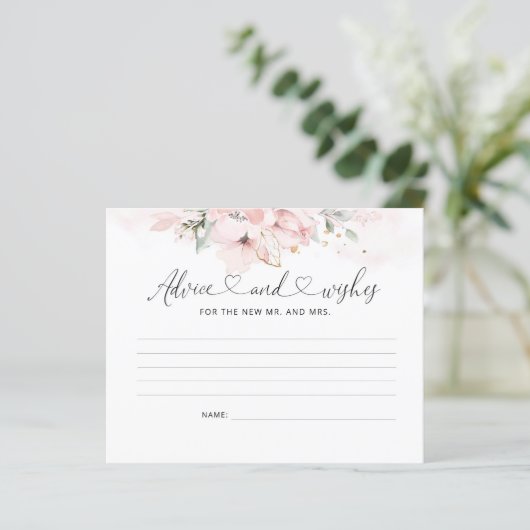 Blush gold floral guidance and wish card (Staand voorkant)