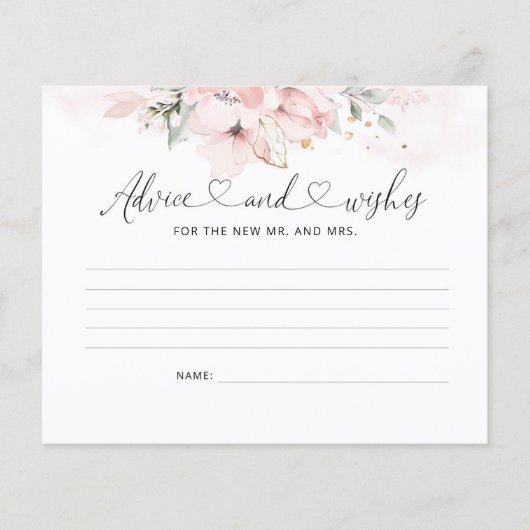 Blush gold floral guidance and wish card (Voorkant)
