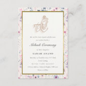 Blush Gold Floral Krishna Indiase bruiloft Mehndi Informatiekaartje (Voorkant)
