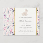 Blush Gold Floral Krishna Indiase bruiloft Mehndi Informatiekaartje (Voorkant)