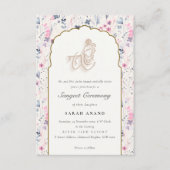 Blush Gold Floral Krishna Indiase bruiloft Sangeet Informatiekaartje (Voorkant)