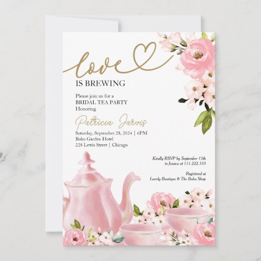 Blush Gold Floral Love is het brouwen van Vrijgeze Kaart (Voorkant)