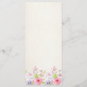 Blush Gold Floral Modern Gold Lijst Wedding Menu (Achterkant)