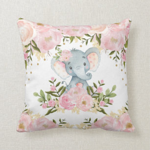 Blush Gold Floral Monogram Aangepaste foto Neurser Kussen