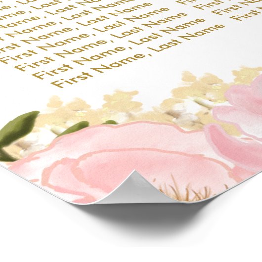 Blush Gold Floral Peonies Wedding Seating Chart Poster (Hoek)