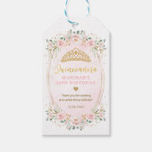 Blush Gold Floral Quinceanera Mis Quince Birthday Cadeaulabel (Voorkant)