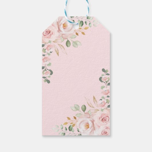 Blush Gold Floral Quinceanera Mis Quince Birthday Cadeaulabel (Achterkant)