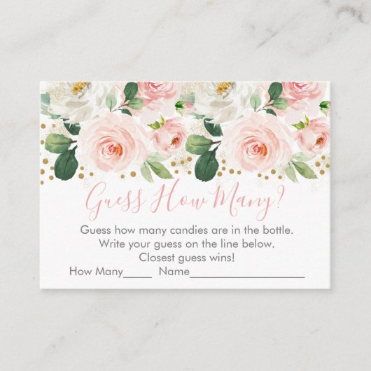 Blush & Gold Floral raden hoeveel schoeisel er wor Informatiekaartje (Voorkant)