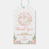 Blush Gold Floral Swan Princess Birthday Favors Cadeaulabel (Voorkant)