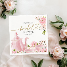 Blush Gold Floral Vrijgezellenfeest Tea Party Servet