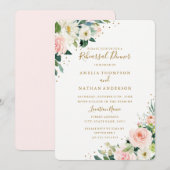 Blush Gold Floral Waterverf repetitie diner Kaart (Voorkant / Achterkant)