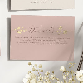 Blush Gold Floral Wedding Details Kaart