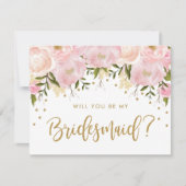 Blush Gold Floral zal je mijn Bridesmaid zijn Kaart (Voorkant)
