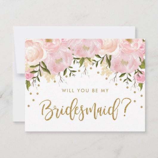 Blush Gold Floral zal je mijn Bridesmaid zijn Kaart (Voorkant)
