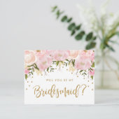 Blush Gold Floral zal je mijn Bridesmaid zijn Kaart (Staand voorkant)