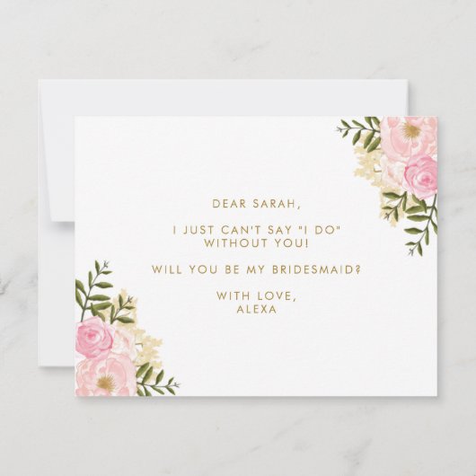 Blush Gold Floral zal je mijn Bridesmaid zijn Kaart (Achterkant)