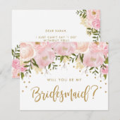 Blush Gold Floral zal je mijn Bridesmaid zijn Kaart (Voorkant / Achterkant)