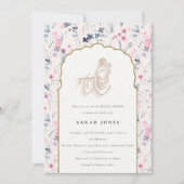 Blush Gold Flower Krishna Indian Vrijgezellenfeest Kaart (Voorkant)