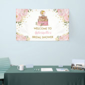 Blush Gold Flower Travel Vrijgezellenfeest Welkom Spandoek (Beurs)
