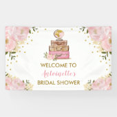 Blush Gold Flower Travel Vrijgezellenfeest Welkom Spandoek (Horizontaal)