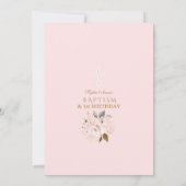 Blush Gold Flowers Girl 1st Birthday & Baptisme Kaart (Achterkant)