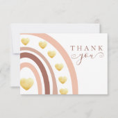 Blush Gold Foil Boho Regenboog Baby shower Bedankkaart (Voorkant)