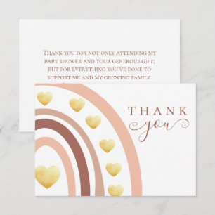 Blush Gold Foil Boho Regenboog Baby shower Bedankkaart