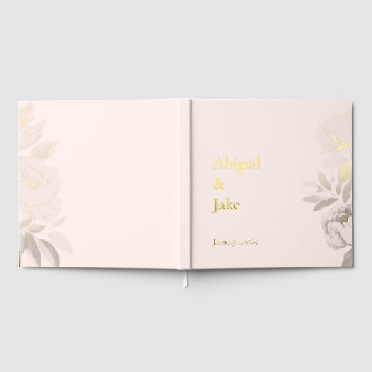 Blush Gold Foil Personalized Wedding Gastenboek (Volledig)