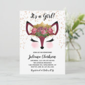 Blush & Gold Fox Princess Baby shower Kaart (Staand voorkant)