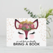 Blush & Gold Fox Princess brengt een boek mee Kaart (Staand voorkant)
