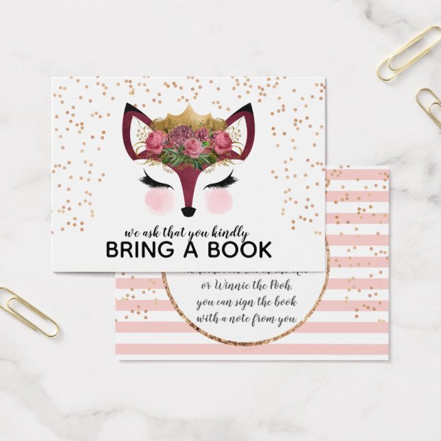 Blush & Gold Fox Princess brengt een boek mee Visitekaartje (Kantoor)