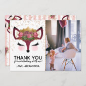 Blush & Gold Fox Princess Dank u Kaart (Voorkant / Achterkant)