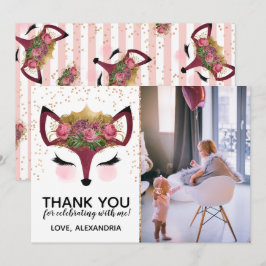 Blush & Gold Fox Princess Dank u Kaart