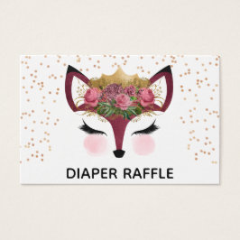 Blush & Gold Fox Princess Diaper Raffle Visitekaartje