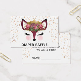 Blush & Gold Fox Princess Diaper Raffle Visitekaartje
